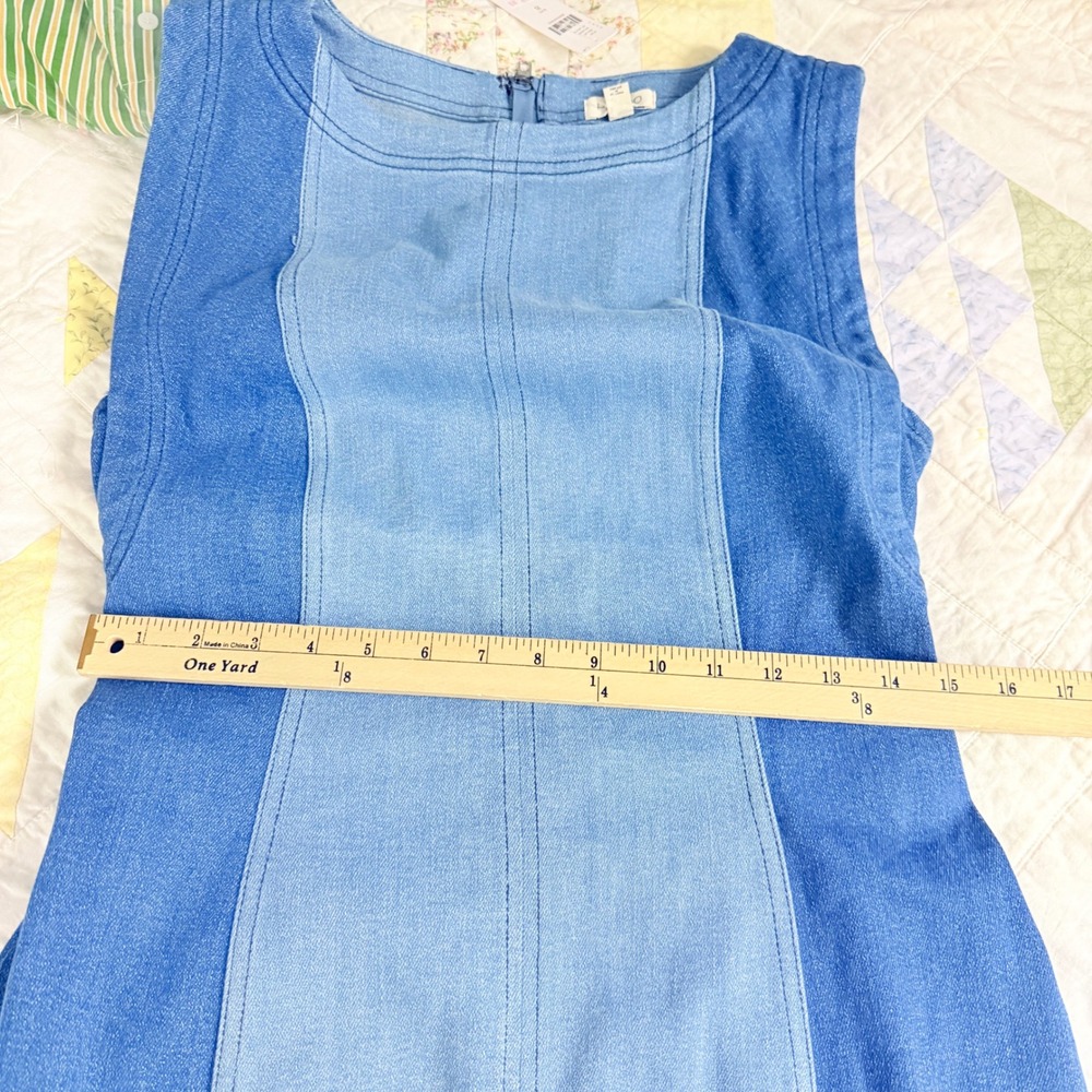 Pilcro Two-Tone Blue Denim Mini Dress - Picture 8 of 9